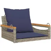 vidaXL Fauteuil suspendu avec coussin Gris 63x62x40 cm Poly rotin