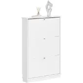 SoBuy Meuble à chaussures blanc 3 portes 18 cm