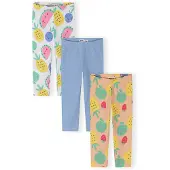 MINOTI Leggings bleu clair / jaune clair / gris clair / orange pastel