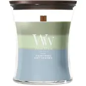 Woodwick Trilogy Verdant Woods bougie parfumée avec mèche en bois 275 g