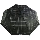 BOSS Parapluie de poche à carreaux noirs avec poignée en similicuir