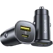 Baseus GoTrip USB-C / USB-A 30W Autoladegerät - Schwarz, Adaptateur pour véhicule, Noir