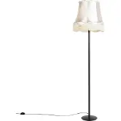 QAZQA Lampadaire rétro noir avec abat-jour crème 45 cm - Simplo