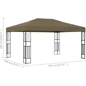 vidaXL Pavillon 3x4 m Taupe Tissu