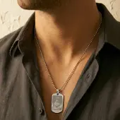 Yoursurprise Collier photo personnalisé - Plaque militaire - Argent