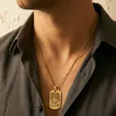 Yoursurprise Collier avec photo personnalisé - Plaque militaire - Or