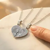 Yoursurprise Pendentif photo personnalisé - Cœur brisé - Argent