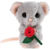 Heunec Peluche souris avec rose, 15 cm, couleur grise