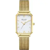 Régler Montre à affichage analogique 'Élégance Mesh Gold - Pearl' or
