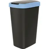 Prosperplast Poubelle 45l avec couvercle KEDEN COMPACTA Q noir avec bord bleu clair
