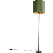 QAZQA Lampadaire botanique noir avec abat-jour vert 40 cm - Simplo