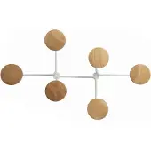 Alba Patère murale Design. 6 patères - Blanc bois/métal