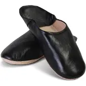 Safaary Babouche marocaine en cuir noir