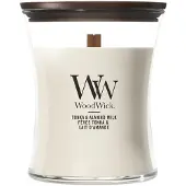Woodwick Tonka & Almond Milk bougie parfumée avec mèche en bois 275 g