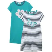 Bonprix Lot de 2 chemises de nuit manches courtes 100% coton
