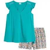Bonprix Pyjashort avec biais en dentelle