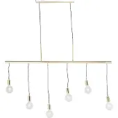 Halay Suspension Kare Pole en laiton à six ampoules, minimaliste, réglable en hauteur, douille E27, dorée