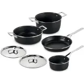 Alessi Batterie de cuisine Pots&Pans - AJM100S6 A - noir - 4 pièces - par Jasper Morrison