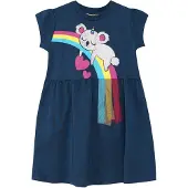 Denokids Robe 'Koala' bleu foncé / jaune / gris / vert