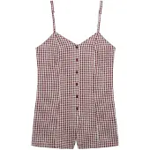 Superdry pour femme. W8012138A Combinaison cami vichy rouge (S), Casuel, Coton