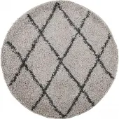 vidaXL Tapis shaggy à poils longs moderne beige et anthracite Ø 100 cm