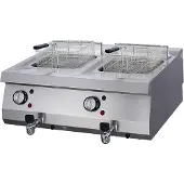 Maxima - Friteuse Gastro Heavy Duty - 2 x 12 l - Double unité - 70 cm de profondeur - Avec robinet de vidange - Electrique