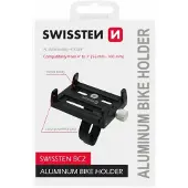 Swissten Porte-vélos en aluminium, Support pour smartphone, Noir