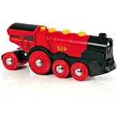 BRIO Locomotive Rouge Puissante à piles - Circuit de train en bois - Ravensburger - Dès 3 ans - 33592