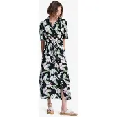 Roxy Island Escape Printed Short Sleeve Midi Dress Noir M Femme