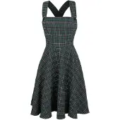 Hell Bunny Robe mi-longue de - Robe Salopette Peebles - XS - L - pour Femme - vert - Taille S