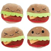 VAN MANEN Fluffy Menu Zak met 4 Hamburgers Pluche - 40cm