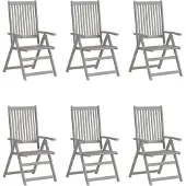 vidaXL Chaises de jardin réglables 6 pcs. Gris Acacia massif