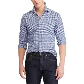 Ralph Lauren Chemise bleu / cognac / blanc