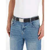 Tommy Hilfiger Ceinture 'Plaque' noir / argent