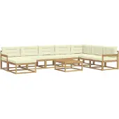 vidaXL Ensemble de canapés d'extérieur , 9 pièces, blanc et crème