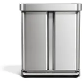 Simplehuman poubelle à pédale pour déchets triés, 58 l (34/24), acier brossé, FPP