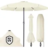Kingsleeve Parasol droit beige Ø 330cm avec manivelle UV 80+
