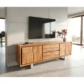 DELIFE Meuble-TV Live-Edge 200 cm Acacia naturel 4 portes 2 tiroirs