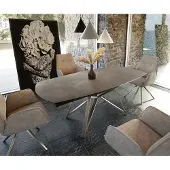 DELIFE Table-manger Carlow 130/200x95 cm céramique marron acier inoxydable extensible