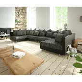 DELIFE Canapé-Panoramique Clovis XL noir canapé modulable extensible