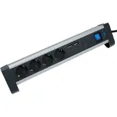 As Schwabe as-Schwabe 18361 as-Schwabe ALUX 4-fach Tischsteckdose 1,5 m schwarz mit USB-Buchse