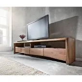 DELIFE Meuble-TV Live-Edge 230 cm acacia massif marron 4 tiroirs