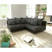 DELIFE Canapé-d'angle Clovis noir ottoman droit canapé modulaire extensible