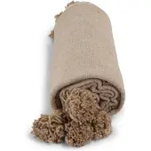 Safaary Couverture marocaine beige avec pompon argenté Hira
