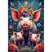 Alipson Puzzle Puzzle Famille Cochon en Promenade - 1000 pièces