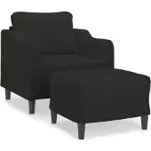 vidaXL Fauteuil avec pouf Noir 60 cm Tissu