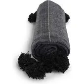 Safaary Couverture marocaine grise avec pompons dorés Jara