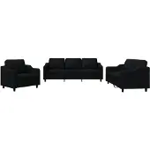 vidaXL Ensemble de canapés 3 pièces avec coussins Tissu noir