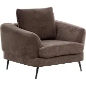 Beliani Fauteuil Kjaer Tissu Chenille Marron Foncé