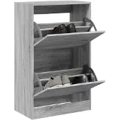 vidaXL Armoire à chaussures 2 tiroirs rabattables sonoma gris